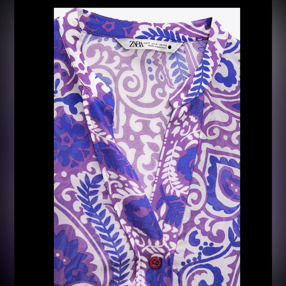 Zara printed SKIRT SET , skirt and embroidered beaded blouse, 2 pieces set - Picture 11 of 13